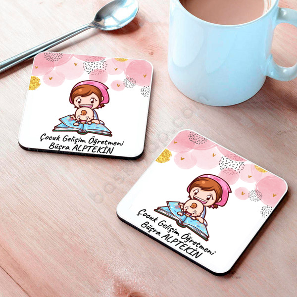 Çocuk Gelişimi Öğretmeni Tasarımlı Bardak Altlığı online tasarla