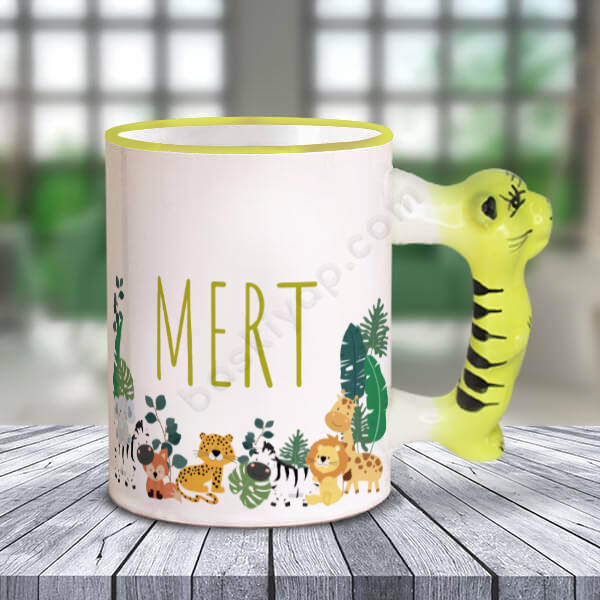 Çocuklara Özel İsimli Kaplan Kulplu Kupa online tasarla