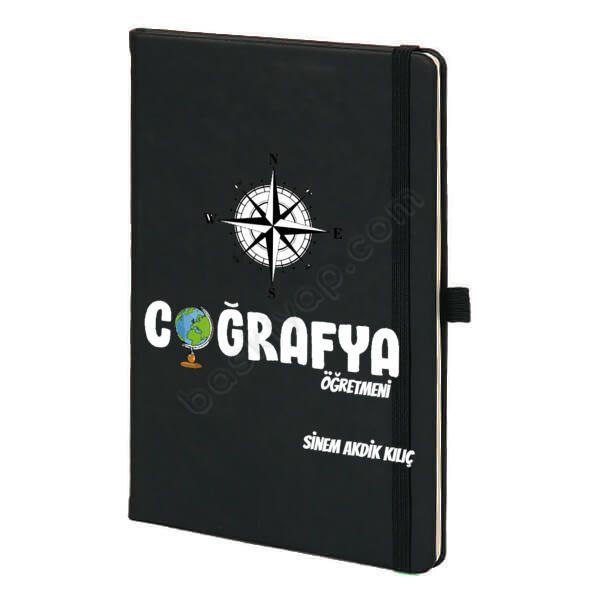 Coğrafya Öğretmeni Defter Ajanda – Tarihsiz Siyah Ajanda / Defter tasarımı