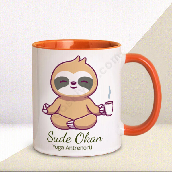 Cute Yoga Tasarımlı Kupa – Kişiye Özel Baskılı Turuncu Kupa Bardak tasarımı