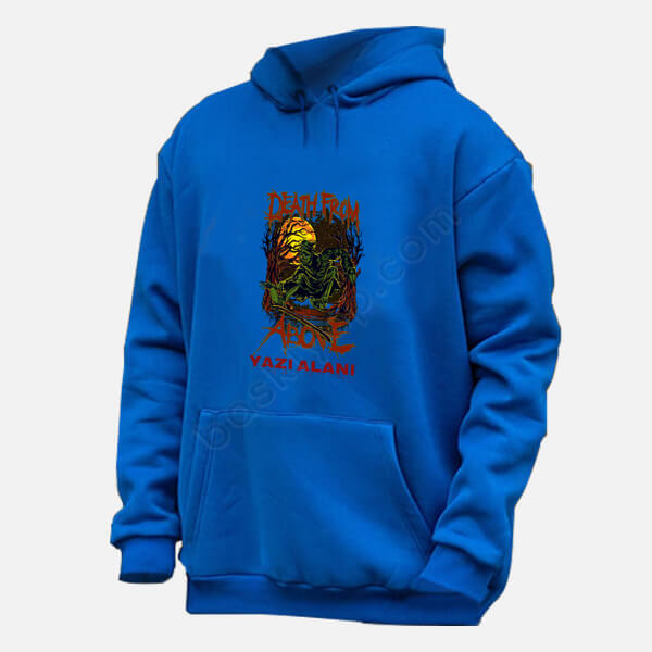 Death From Tasarım Baskılı Mavi Sweatshirt online tasarla