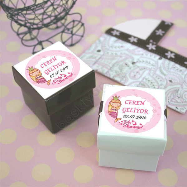 Deniz Kızı Tasarımlı Baby Shower Etiket online tasarla