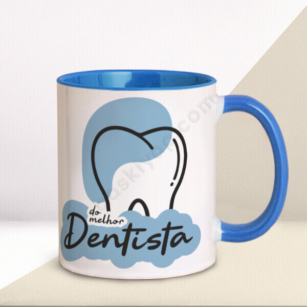 Dentista Tasarımlı Mavi Kupa Bardak – Kişiye Özel Baskılı Mavi Kupa tasarımı