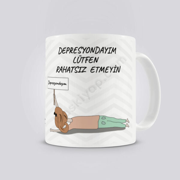 Depresyondayım Tasarım Kendin Tasarla Baskılı Kupa online tasarla