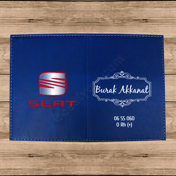 Desen Tasarımlı Termo Deri Mavi Ruhsat Kabı online tasarla