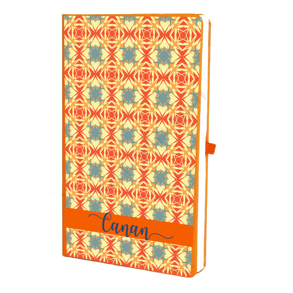 Desenli 2 Turuncu Ajanda – Tarihsiz Çizgili Turuncu Ajanda/Defter 13X21Cm tasarımı