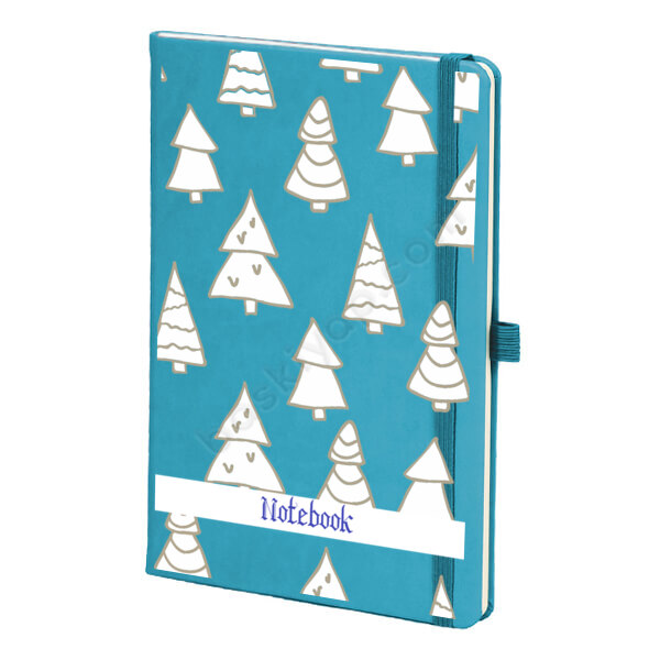 Desenli Çamlar Turkuaz Ajanda – Tarihsiz Çizgili Turkuaz Ajanda/Defter 13X21Cm tasarımı