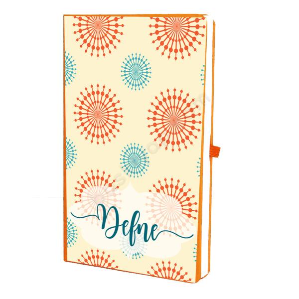 Desenli Turuncu Ajanda – Tarihsiz Çizgili Turuncu Ajanda/Defter 13X21Cm tasarımı