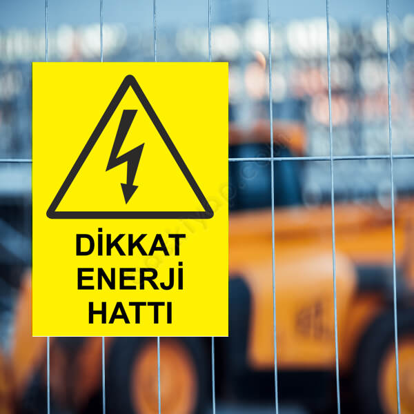 Dikkat Enerji Hattı Etiketi online tasarla