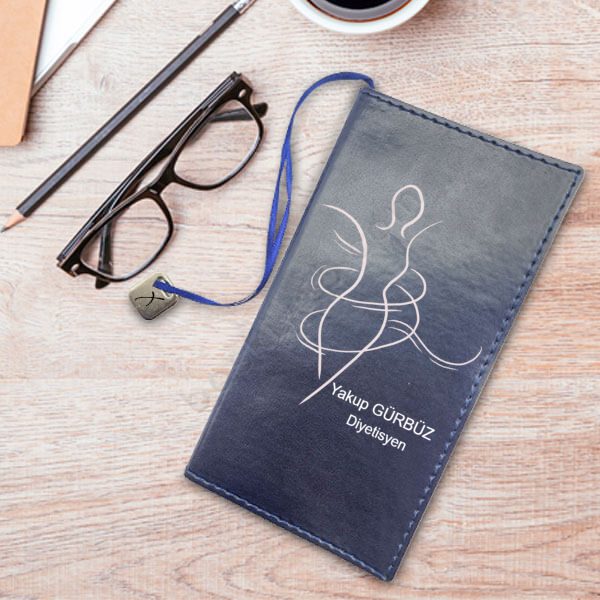 Diyetisyenlere Özel Lacivert Suni Deri Not Defteri online tasarla
