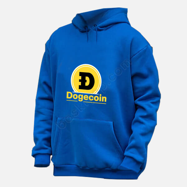Dogecoin Temalı Kendin Tasarla Mavi Kapşonlu Sweatshirt online tasarla
