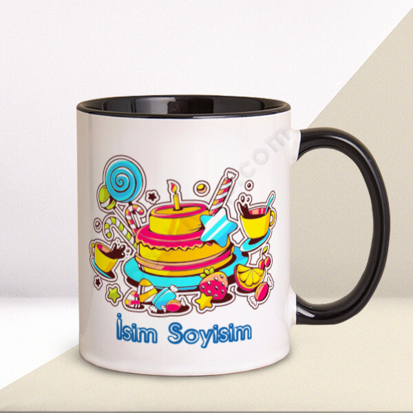 Doğum Günü Tasarım 2 Siyah Kupa online tasarla