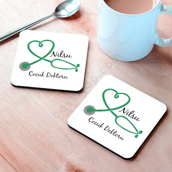Doktor Temalı Bardak Altlığı 2 online tasarla