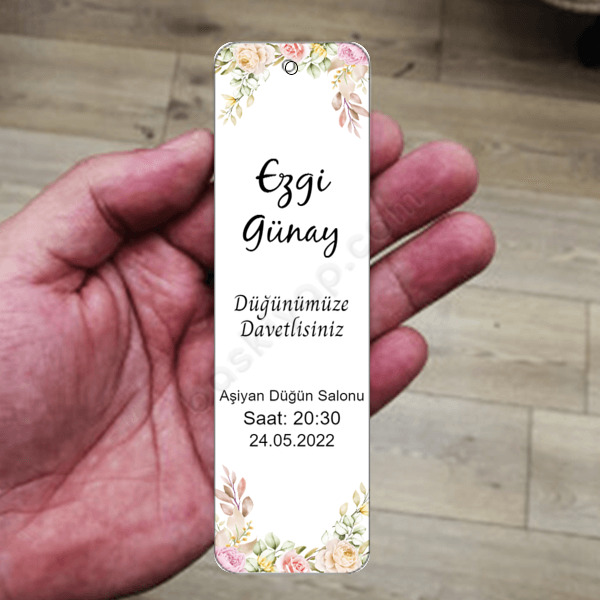 Düğün Davetiyesi Kitap Ayracı online tasarla