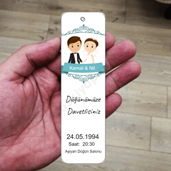 Düğün Davetiyesi Kitap Ayracı online tasarla