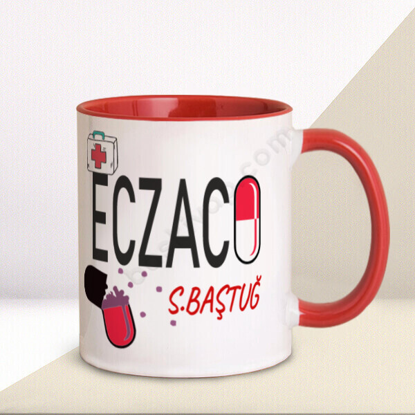 Eczacı Tasarım Kupa – Kişiye Özel Baskılı Kupa - Kırmızı tasarımı