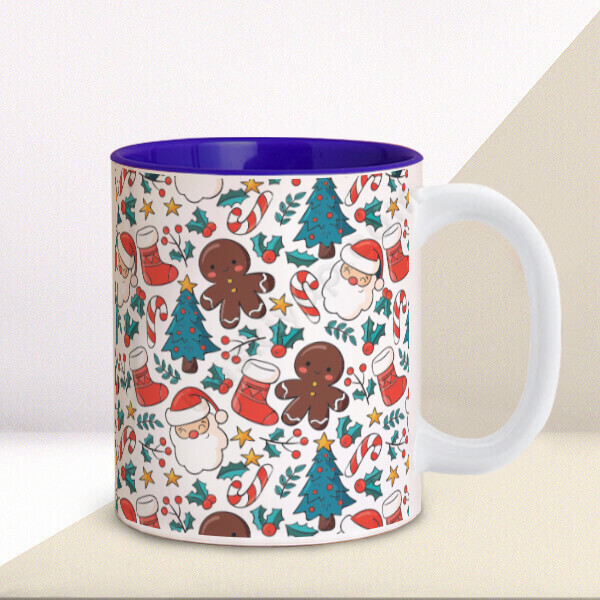 Eğlenceli Yılbaşı Temalı İçi Lacivert Kupa online tasarla