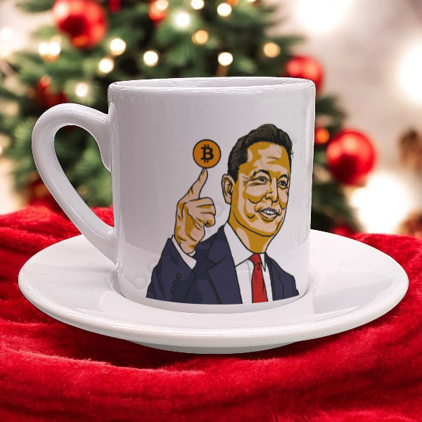Elon Musk Bitcoin Tasarım Baskılı Türk Kahvesi Fincanı online tasarla