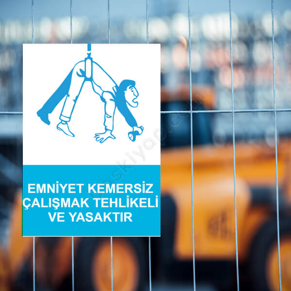 Emniyet Kemersiz Çalışmak Tehlikeli Etiketi online tasarla