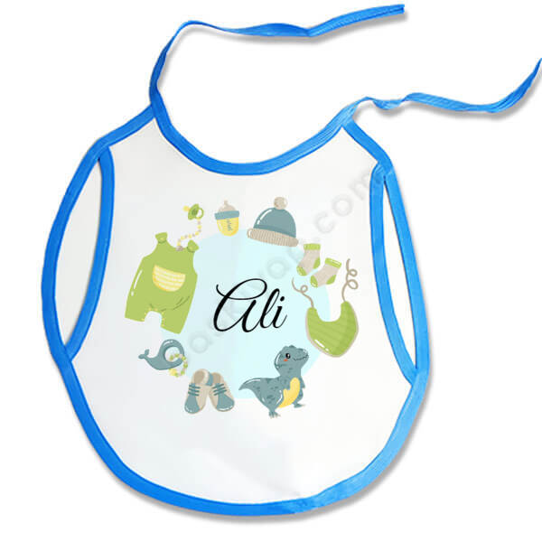 Dinazor Baskılı Erkek Bebek Mama Önlüğü online tasarla