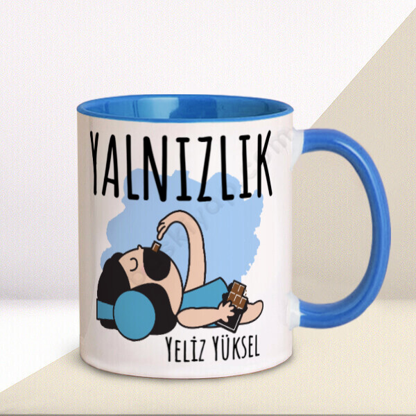 Esprili Kupa Bardak – Kişiye Özel Baskılı Mavi Kupa tasarımı