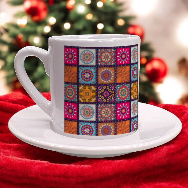Etnik Desen Türk Kahvesi Fincanı online tasarla