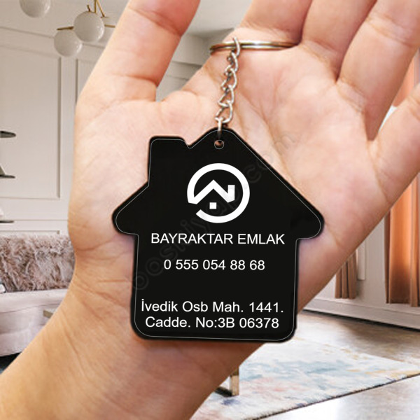 Ev Şekilli Pleksi Siyah Anahtarlık Kendin Tasarla online tasarla