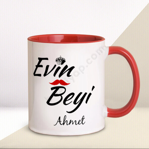 Evin Beyi Tasarımlı Kupa – Kişiye Özel Baskılı Kupa - Kırmızı tasarımı