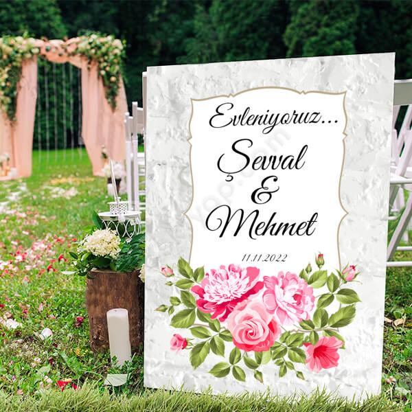 Evleniyoruz Temalı 2  Ayaklı Pano online tasarla