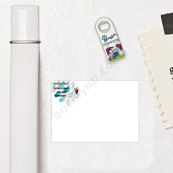 Evleniyoruz Yazılı Düğün Hatırası Magnet online tasarla