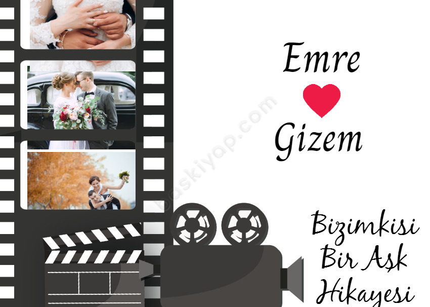 Evlilik Yıl Dönümü Tasarım 25X35 Kanvas Tablo online tasarla