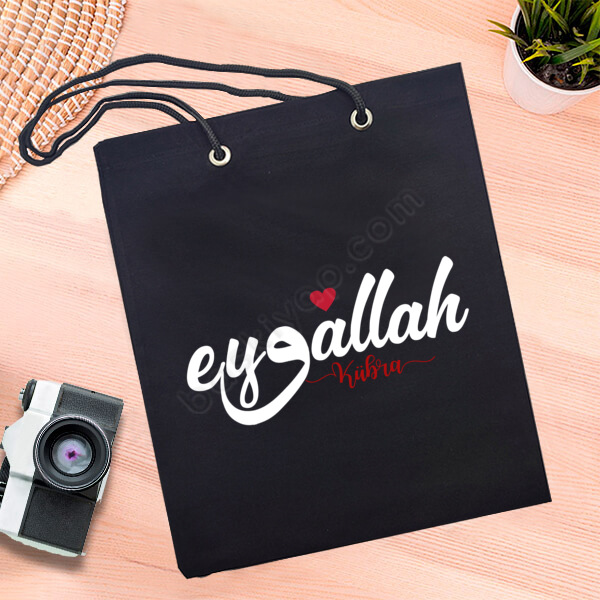 Eyvallah Tasarım Baskılı Siyah Bez Çanta online tasarla