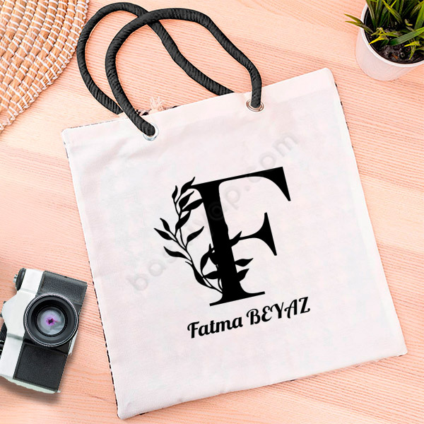 F Harf Baskılı Tasarım Baskılı Bez Çanta online tasarla