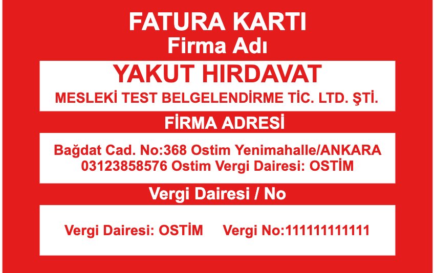 Fatura Kartı Kırmızı online tasarla