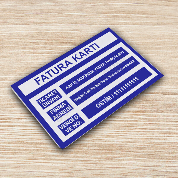 Şirkete Özel Fatura Kartı Tasarla online tasarla