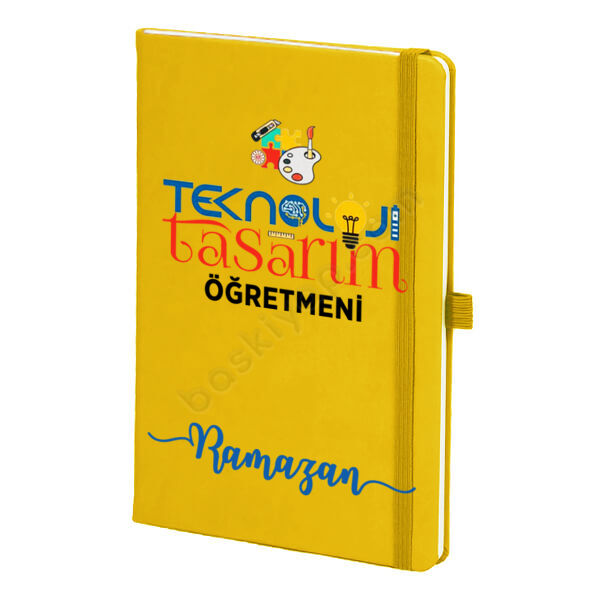 Teknoloji Tasarım Öğretmeni Tasarımlı Sarı Ajanda online tasarla