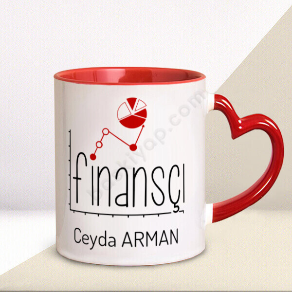 Finansçı Tasarım Baskılı Kalpli Kupa Bardak online tasarla