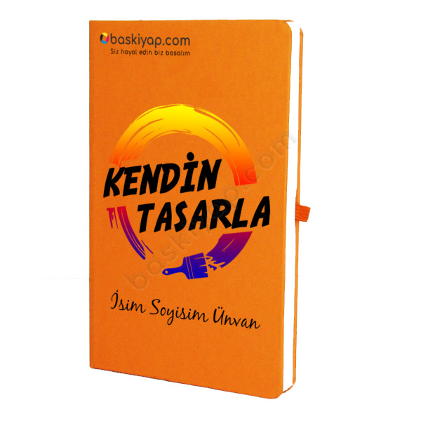 Firma Logolu Çizgili Turuncu Ajanda – Tarihsiz Çizgili Turuncu Ajanda/Defter 13X21Cm tasarımı