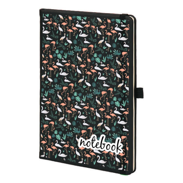 Flamingo Tasarımlı Siyah Ajanda – Tarihsiz Siyah Ajanda / Defter tasarımı