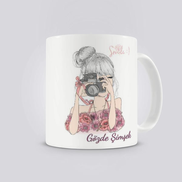 Fotoğrafçı Kız Smile Kupa Bardak online tasarla