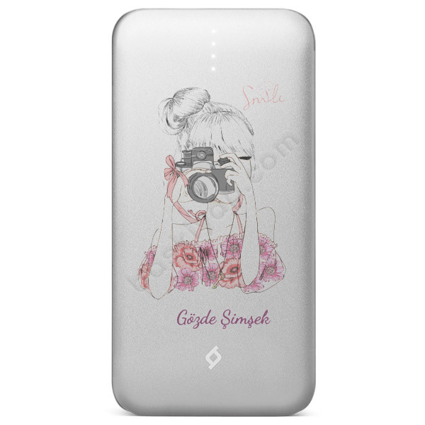 Fotoğrafçı Kız Smile Tasarım Powerbank online tasarla