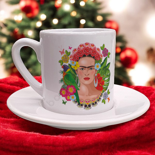 Frida Kahlo Tasarım Baskılı Türk Kahvesi Fincanı online tasarla