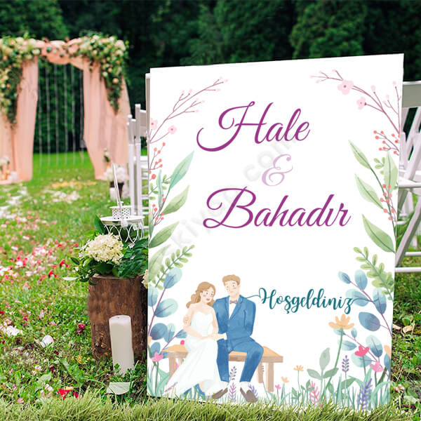 Gelin Damat Tasarımlı Ayaklı Pano online tasarla