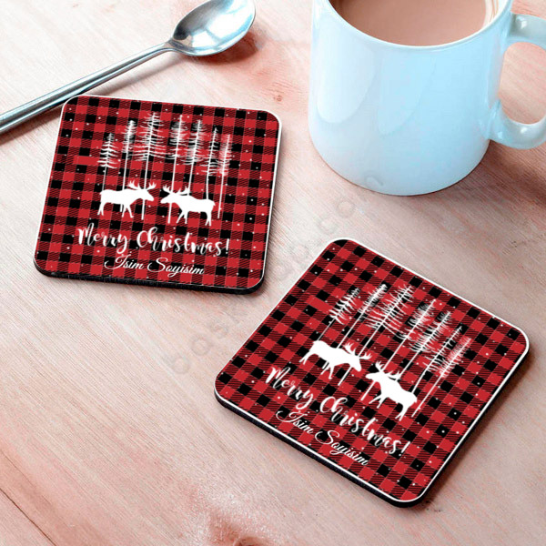 Geyik Tasarımlı Bardak Altlığı online tasarla