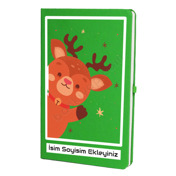 Geyik Tasarımlı Yeşil Ajanda Defter online tasarla