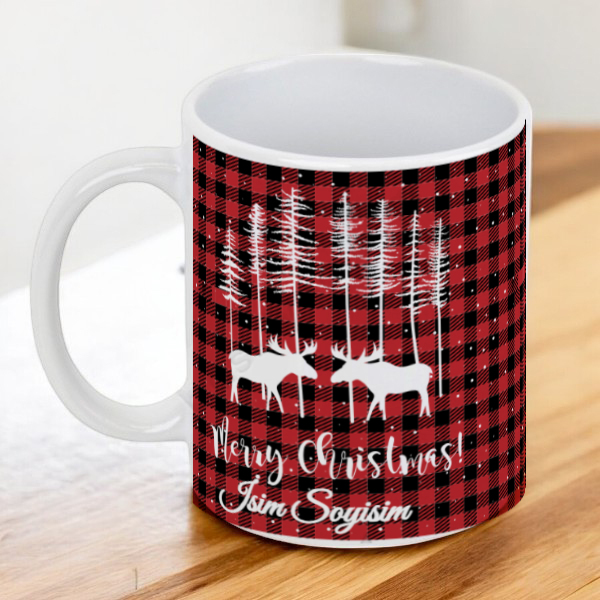 Geyik Tasarımlı Yılbaşı Kupası online tasarla