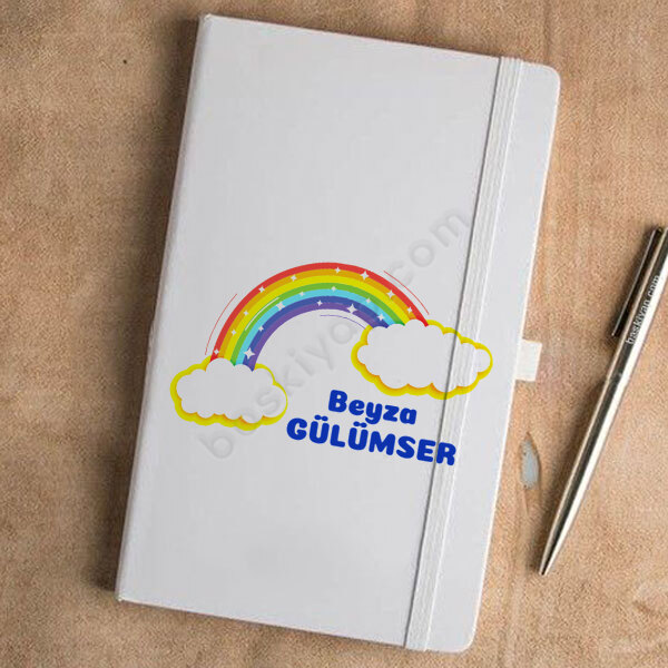 Gökkuşağı Tasarım Beyaz Defter Ajanda online tasarla