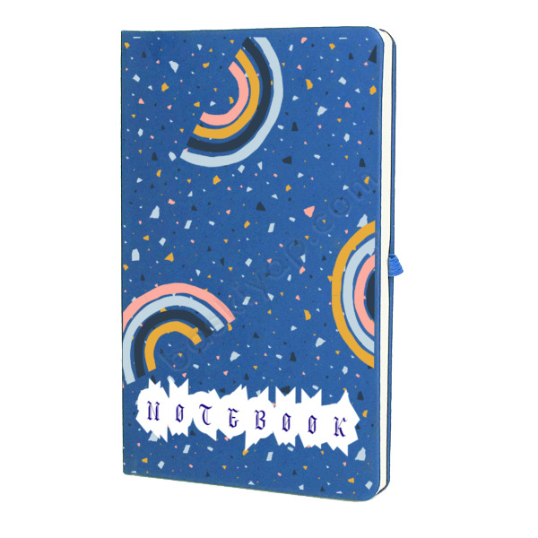 Gökkuşağı Tasarım Mavi Ajanda – Tarihsiz Çizgili Mavi Ajanda/Defter 13X21Cm tasarımı