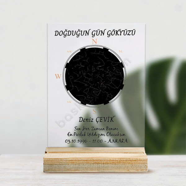 Gökyüzü Yıldız Haritası Pleksi Masaüstü Stand online tasarla