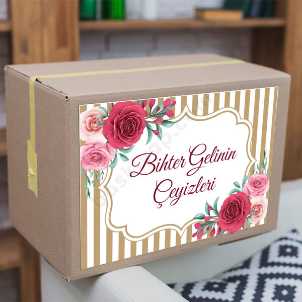 Gold Çizgili Çeyiz Etiketi online tasarla